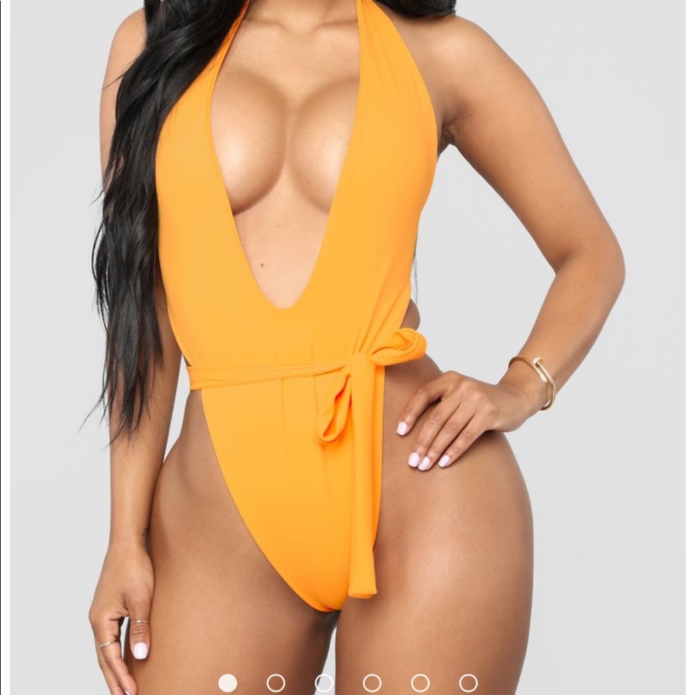 Fashion Nova Vibrant Orange Plunge One Piece